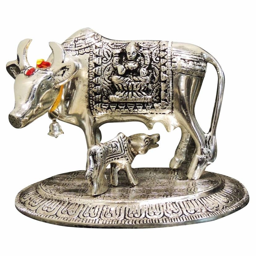 Aluminium Cow Idol ? Handmade Metal Art D?cor, Height : 5 Inch (ASMAS217 S) view 2