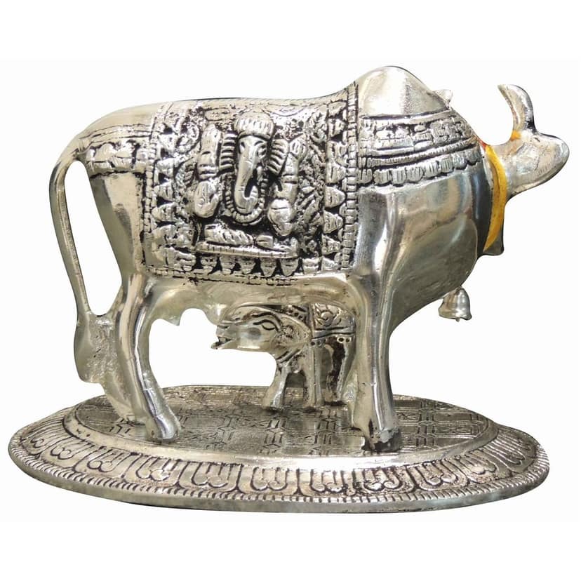 Aluminium Cow Idol ? Handmade Metal Art D?cor, Height : 5 Inch (ASMAS217 S) view 3