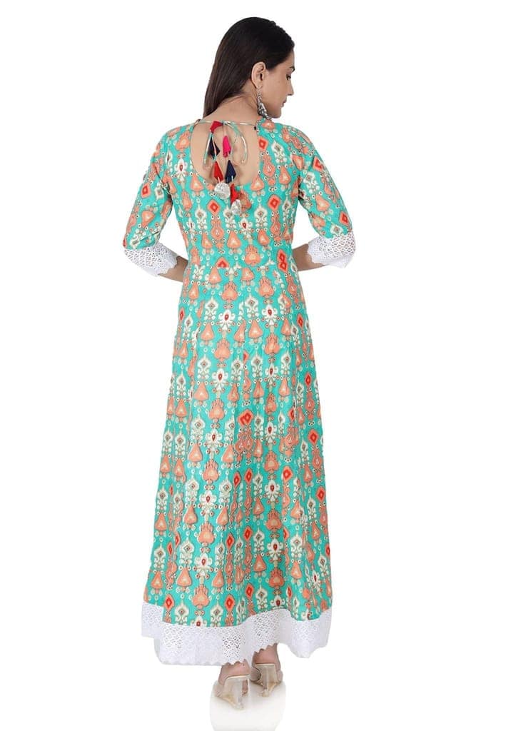 MANMAYEE women's Heavy Embriodery Anarkali Kurti with Dupatta with Heavy Lace view 2
