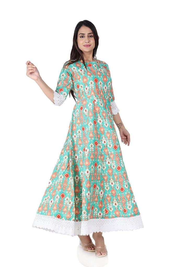 MANMAYEE women's Heavy Embriodery Anarkali Kurti with Dupatta with Heavy Lace view 3