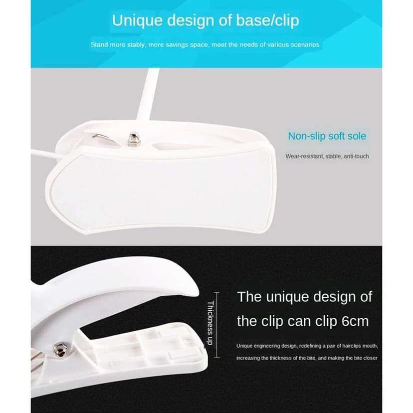 Desk Lamp Adjustable Gooseneck USB Rechargeable 3 modes of Lighting, Reading Lamp for Dorm White, Study Desk lamp Suitable for Girls College Bedroom Reading view 5
