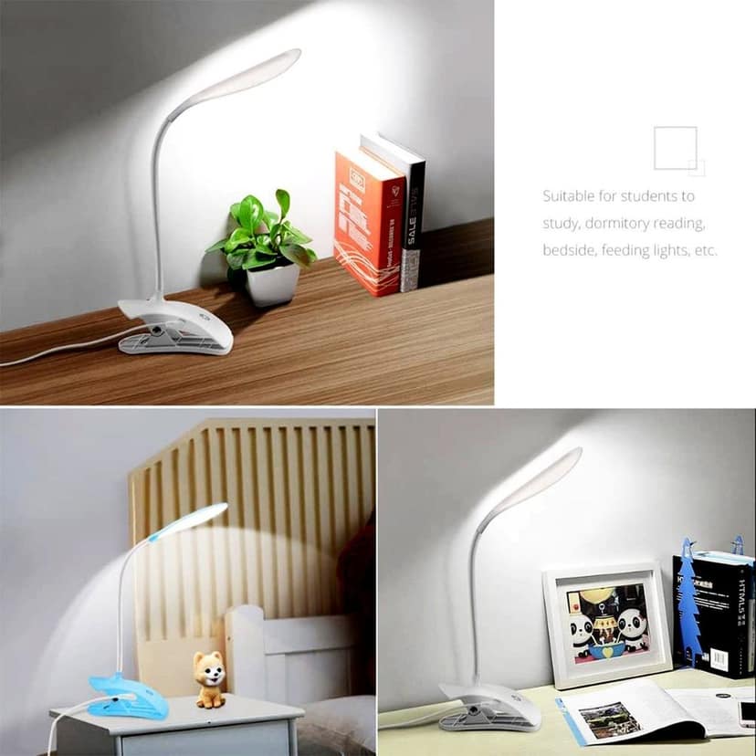 Desk Lamp Adjustable Gooseneck USB Rechargeable 3 modes of Lighting, Reading Lamp for Dorm White, Study Desk lamp Suitable for Girls College Bedroom Reading view 6