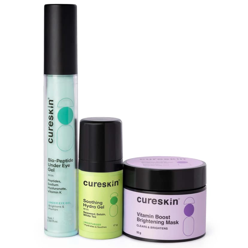 Cureskin 3-in-1 Skin Radiance Kit | Under Eye Gel + Vitamin Boost D-Tan Mask + Soothing Hydration Gel Cureskin 3-in-1 Skin Radiance Kit | Under Eye Gel + Vitamin Boost D-Tan Mask + Soothing Hydration Gel - Skin Radiance Kit