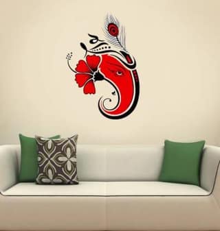 black red ganesha side phose wall stickers