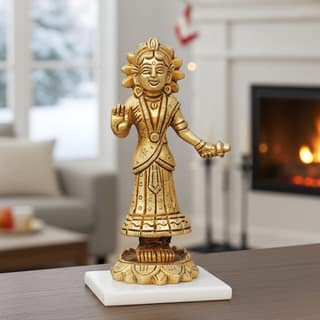 Brass Radha Ji Statue - Handcrafted Devotional Idol, Height : 5 Inch (BSMAS1263 R)