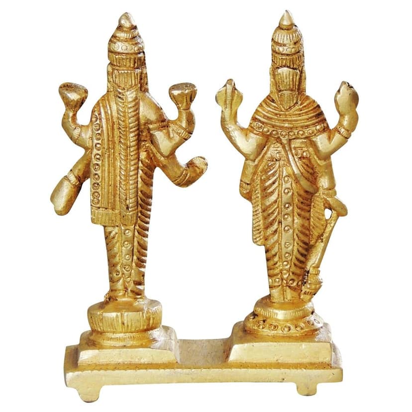 Brass Vishnu Laxmi God Idol Statue - Divine Pair Temple Decor, Height : 4 Inch (BSMAS1054 C) view 3