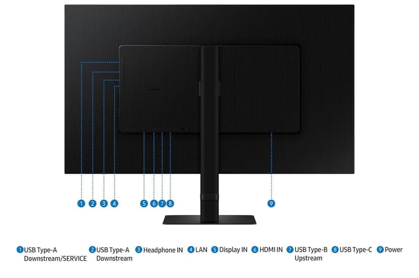 Samsung 32 Inch 4K ViewFinity S8 Monitor | UHD 3840 x 2160 |IPS Panel |1.07 Billion Colors| Ports-USB-C/HDMI/DP/Headphone | HDR10 | Easy Setup Stand | Ergonomic Design| LS32D800UBWXXL |Black view 2