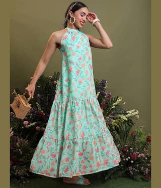 Vishudh Women Polyester A-line Dress ( Blue )