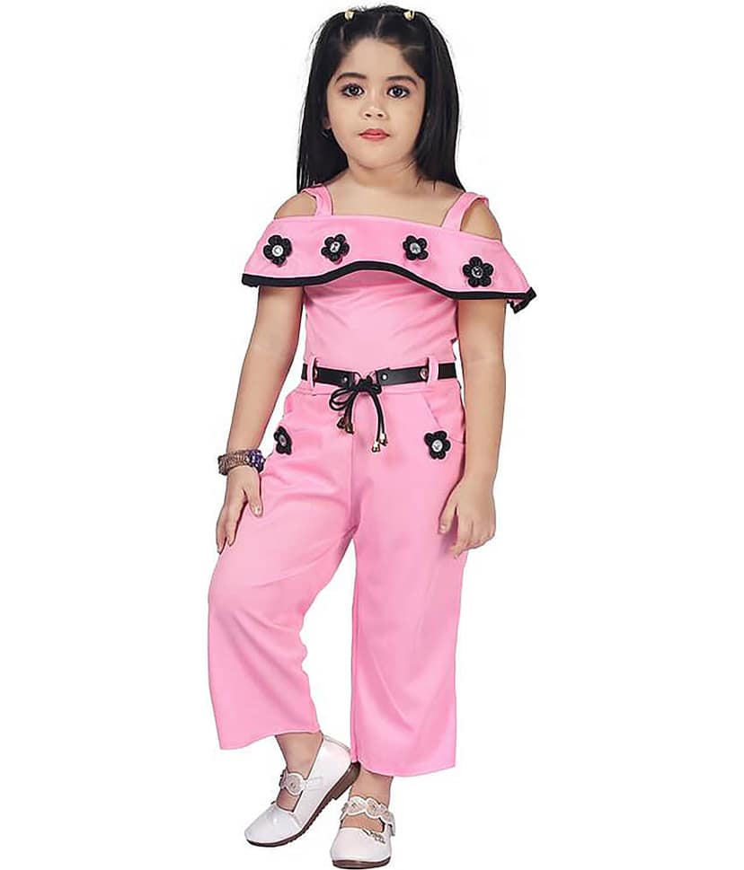 Mullick the designer Pack of 2 Girls Crepe T-shirt & Pants ( Pink,Black ) view 2