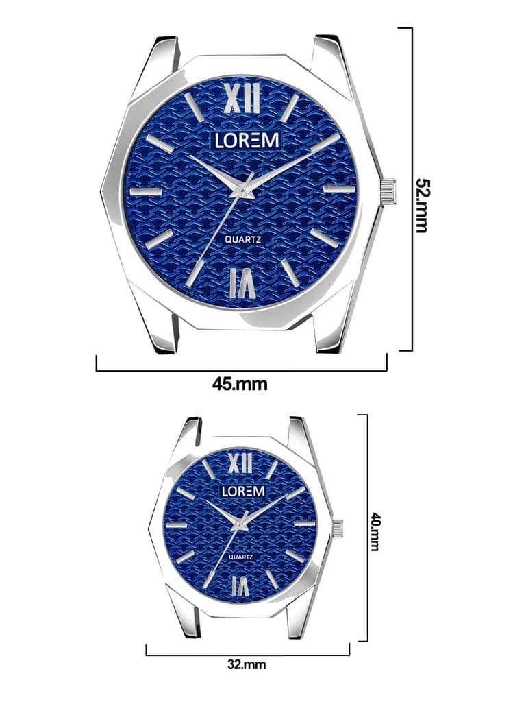 LOREM Stylish 3D Embossed Analog Watch Pair-UF view 4