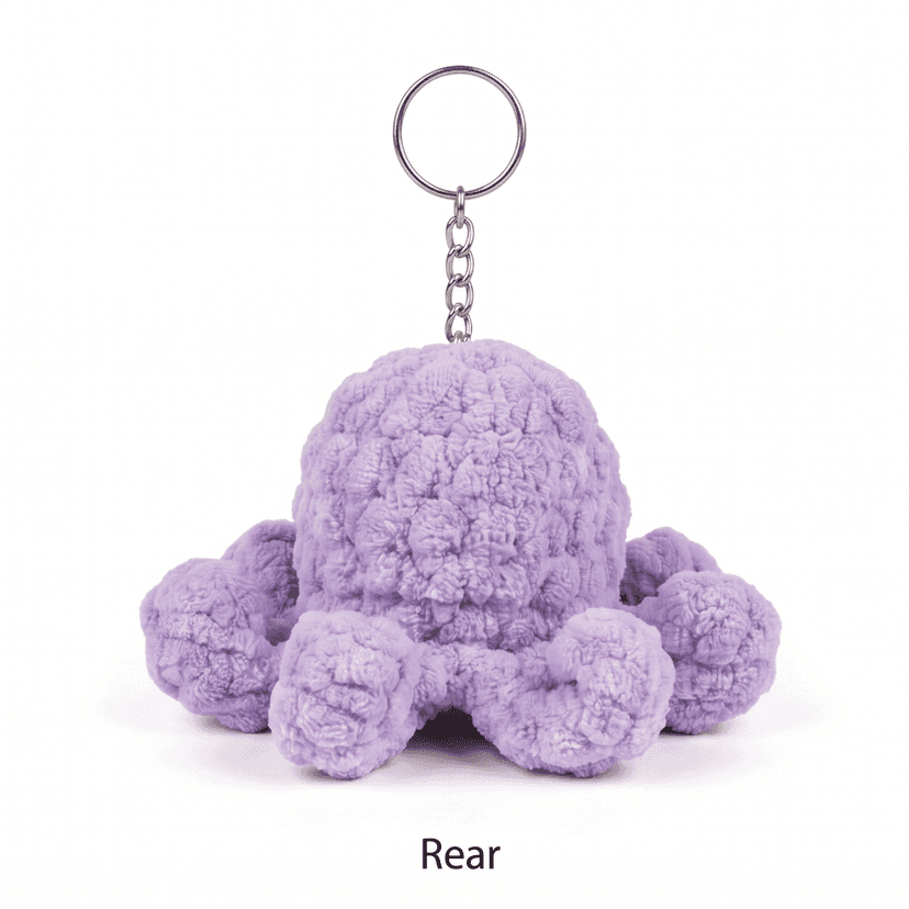 Plush Wool Octopus Keychain - Purple view 2