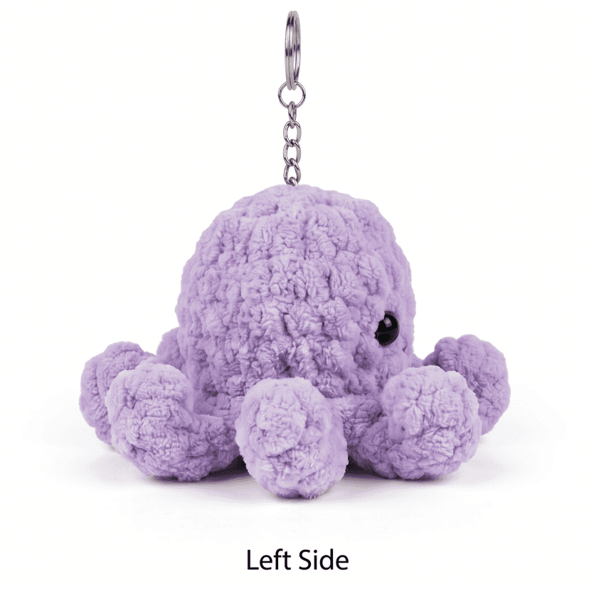 Plush Wool Octopus Keychain - Purple view 3