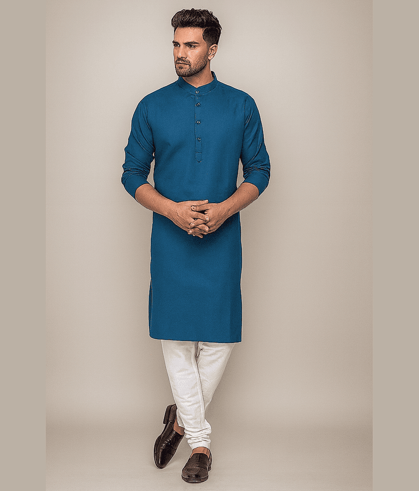Balaji's Cotton Blend Solid Regular Fit Kurta Pyjama Set For Men ( Pink )