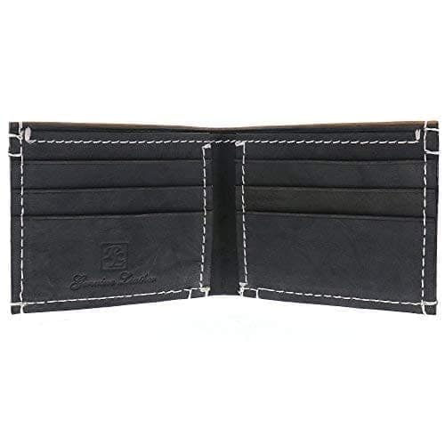 Walletsnbags Men's Creased Genuine Leather Wallet (Beige with Grey) view 2
