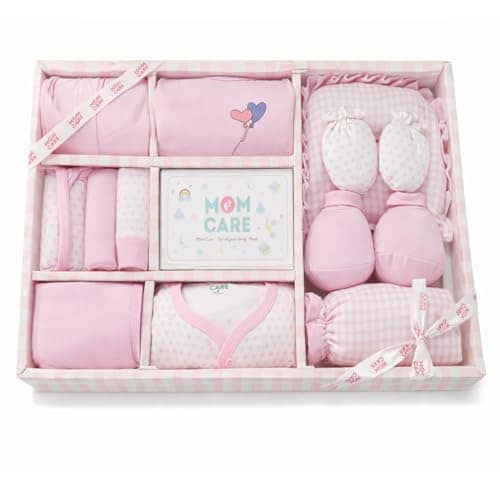 MOM CARE New Born Baby Kit Combo Set (11 Pieces) | Newborn Baby Gift Set 03 Months | Cotton Baby Clothes Set | New Born Baby Essentials for Boys & Girls | Pink MOM CARE New Born Baby Kit Combo Set (11 Pieces) | Newborn Baby Gift Set 03 Months | Cotton Ba view 2