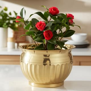 Brass Handcrafted Planter Gamla ? Premium Decor Accent, Height : 9 Inch (FMAS568 A)