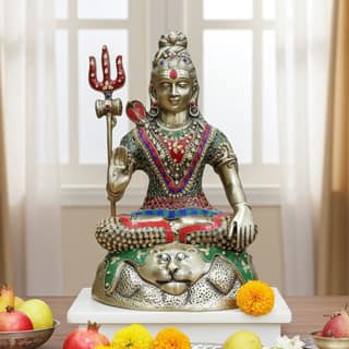 Brass Shiv Ji Hill Idol - Spiritual Home Decor Statue, Height : 15.5 Inch (BSMAS1558 A)
