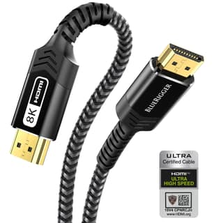BlueRigger 10K 8K Certified HDMI 2.1 Cable 48Gbps (6.6FT, 8K 60Hz, 4K 120Hz, eARC, HDR10 VRR HDCP 2.3) Certified Ultra High Speed HDMI Cable Braided Cord - For Gaming Xbox Series X Roku HDTV Monitor BlueRigger 10K 8K Certified HDMI 2.1 Cable 48Gbps (6.6F