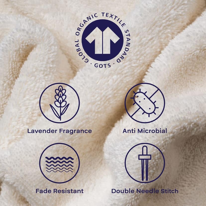 Feather & Spun Organic Cotton Hand Towel (Pack of 2) | Lavender Fragrance | GOTS Certified | Anti Microbial | Fade Resistant | Double Needle Stitch | 550 GSM | 76 cms x 45 cms view 5