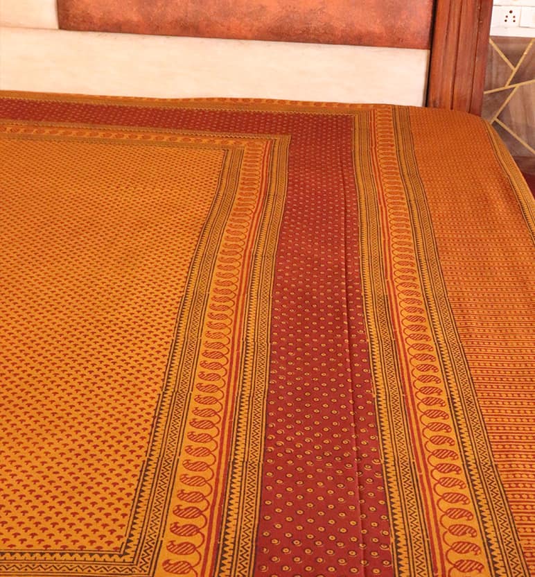 Hand Block Printed Bagh Cotton Double Bed Sheet view 3