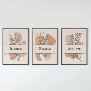 Rustic Charm Set of 3 Motivational Quotes Wall Art for Living room, Office & Gym | Believe|13 x 18 inches (A3)|Black