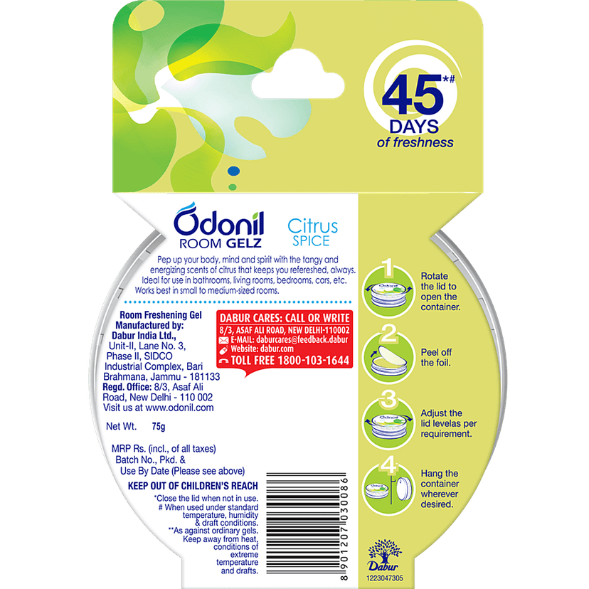 Odonil Nature Room Freshening Gel - Citrus Spice, 75 G view 2