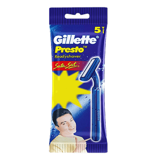 Gillette Presto Sata Sat Disposable Razor - Twin Blades, Long Handle, For Smooth Shaving, 5 Pcs