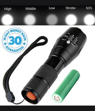 RSA High Power Rechargeable And Two Bulb LED Torch 9W Flashlight Torch 50W Flashlight Torch - Pack of 1