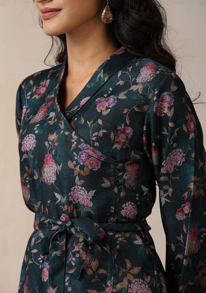HOC Crafts Pashmina Printed Women's 2 PC Co-ord Set - Green view 2