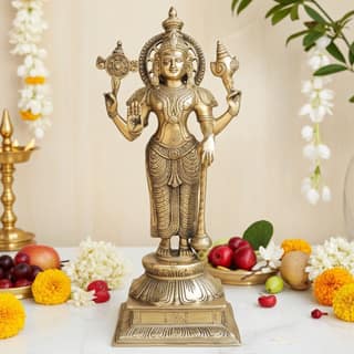 Brass Vishnu Ji God Idol Statue - Handcrafted Puja Decoration, Height : 17.5 Inch (BSMAS985 V)