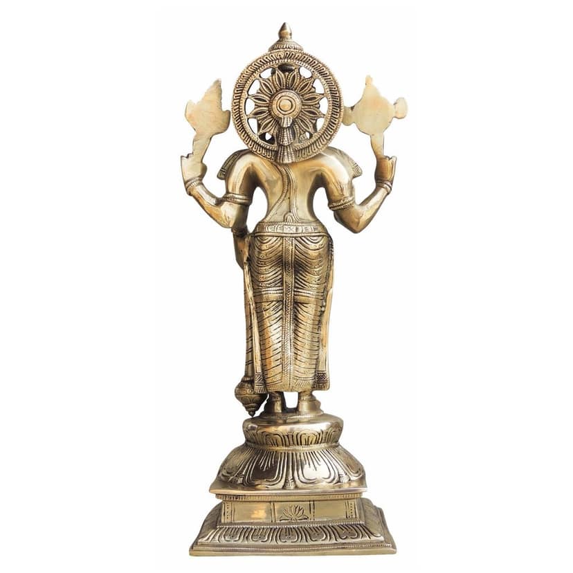 Brass Vishnu Ji God Idol Statue - Handcrafted Puja Decoration, Height : 17.5 Inch (BSMAS985 V) view 3