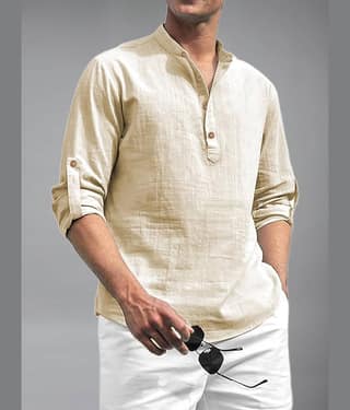 BHUVIKOO Cotton Blend Plain Shirt Style Kurta For Men ( Light Green )