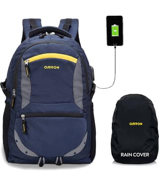 OMRON BAGS 30 Ltrs Polyester Backpack With Raincover *For Men & Women ( Blue )