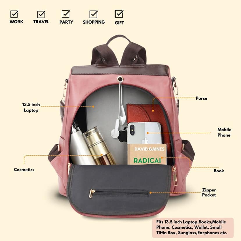 VISMIINTREND Women Backpack for Office Use Upto 13 Inch Laptop | Stylish Backpack Bag | Travel | School | College | Office Use | Anti Theft Convertible Backpack view 5