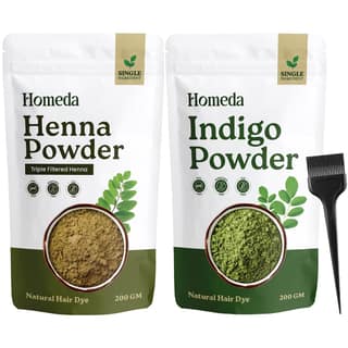 Shudh Online Indigo and Henna Powder Organic for Hair Colour (200 Grams each - 400 grams), Avuri and Mehandi, Neela Amari, Natural Mehndi, Neel Patti, Neelayamari, Neli Aku, cassia obovata Shudh Online Indigo and Henna Powder Organic for Hair Colour (200