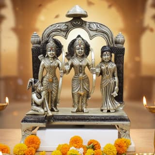 Brass Ram Darbar Decorative Statue | Religious Brass Showpiece, Height : 13 Inch (BSMAS1560 A)