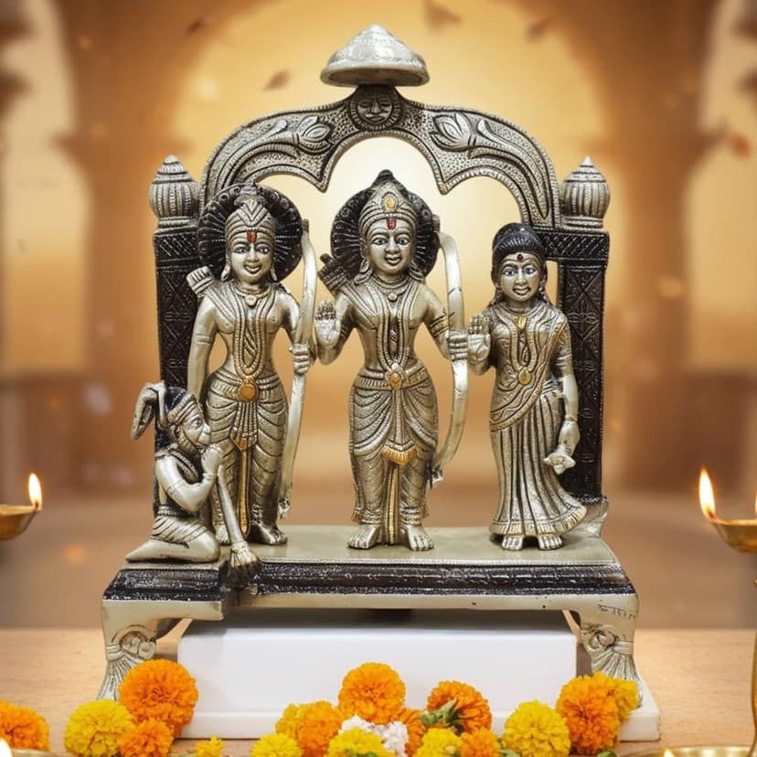 Brass Ram Darbar Decorative Statue | Religious Brass Showpiece, Height : 13 Inch (BSMAS1560 A)