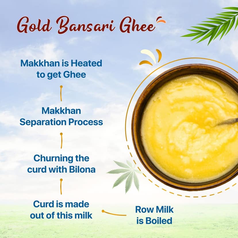 Gold Bansari Premium Pure Desi Cow Ghee Better Digestion&Immunity 1 Litre (Pack Of 2) view 5