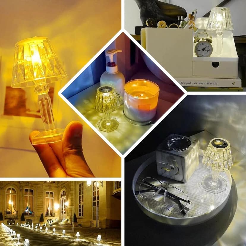 Mini Acrylic LED Desk Lamps Table Lamp Portable Crystal, Diwali (1 Pc / Small) view 4