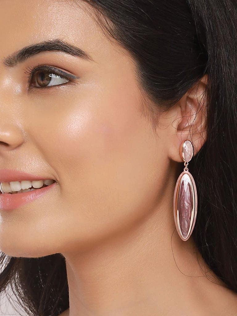 Anti-Tarnish 18k Gold Plated & Enamelled Eliptical Dangler earrings