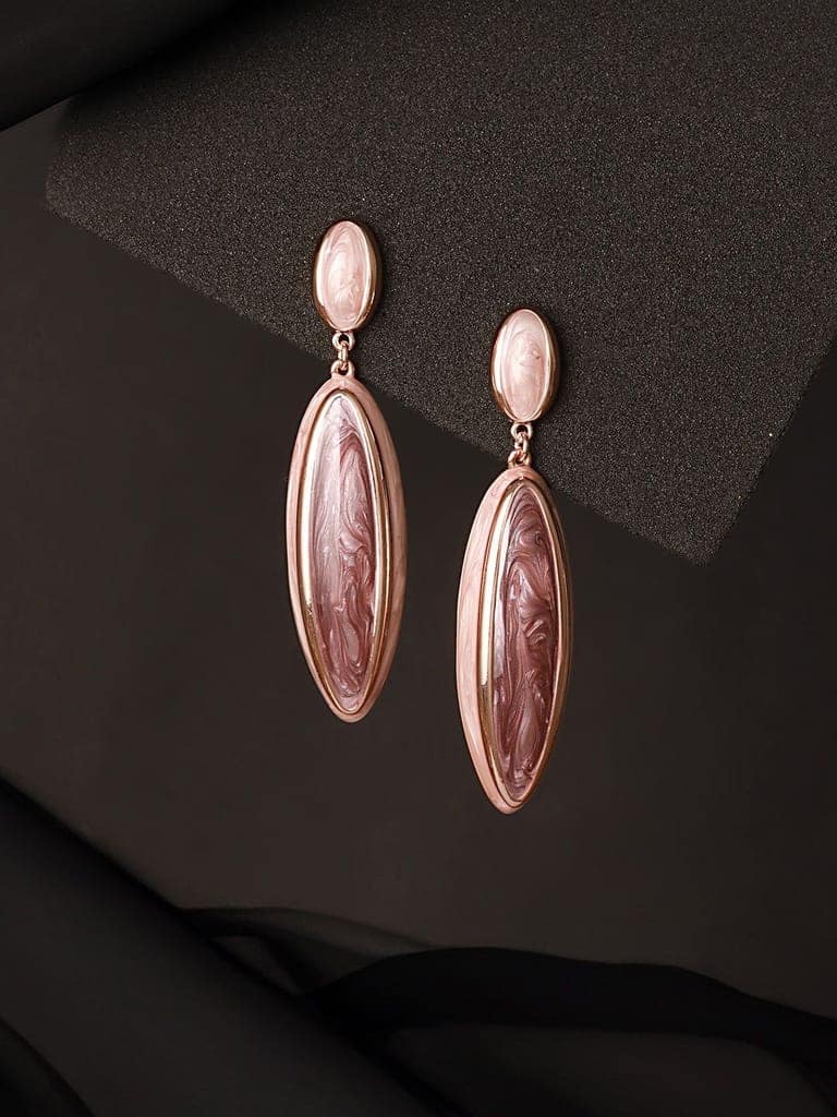 Anti-Tarnish 18k Gold Plated & Enamelled Eliptical Dangler earrings view 8
