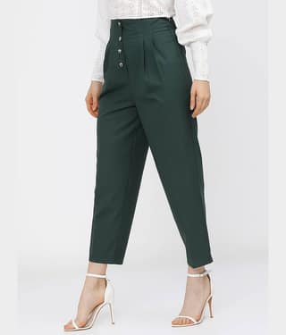 Tokyo Talkies Pack of 1 Polyester Regular Women's Casual Pants ( Green )