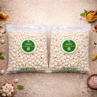 Veora Organics Makhana (Fox Nuts) Combo Pack | Premium A-Grade Natural Phool Makhana | Healthy Roasted Snack | High Protein & Fiber | Gluten-Free Superfood | 200g Each (Pack of 2)