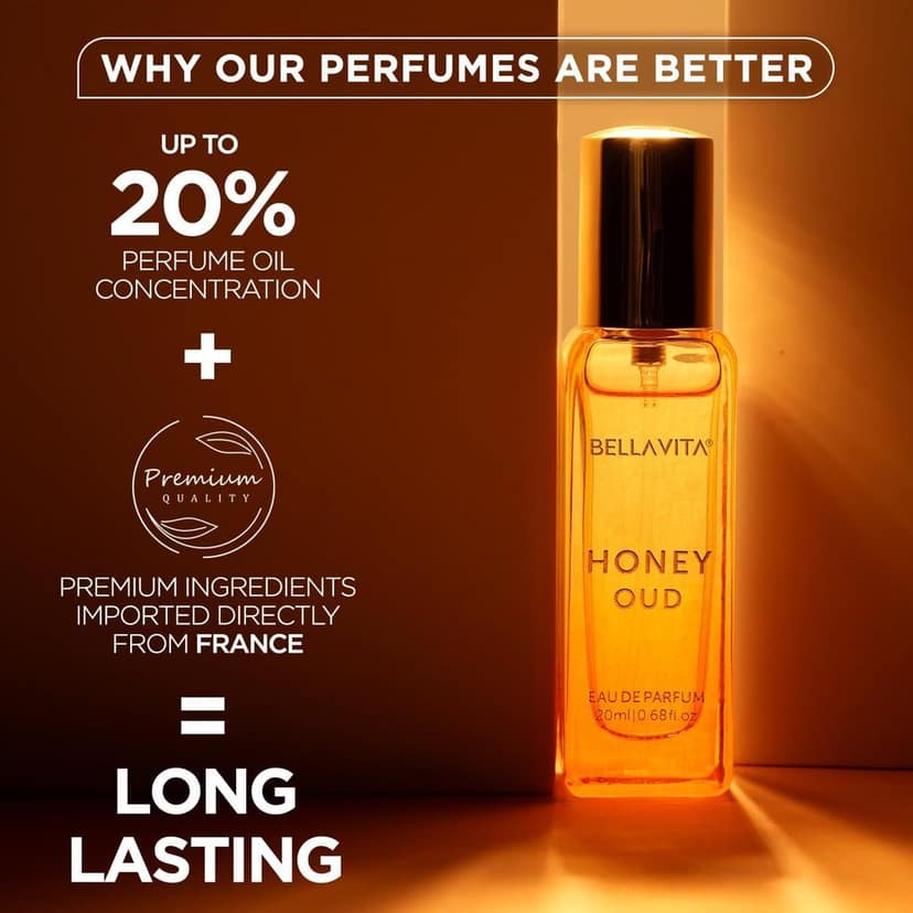 Bella Vita Honey Oud Eau De Parfum | 20ml | Long-Lasting Luxury Fragrance view 3