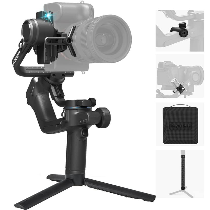 FEIYU TECH SCORP 2 Combo[Official] Camera Gimbal Stabilizer,Built-In AI Tracker,Vertical Shooting For Reels & Shorts,Touch Screen,Max 2.5Kgs,Fits Sony/Canon/Nikon/Fujifilm Mirrorless&DSLR Camera,Black