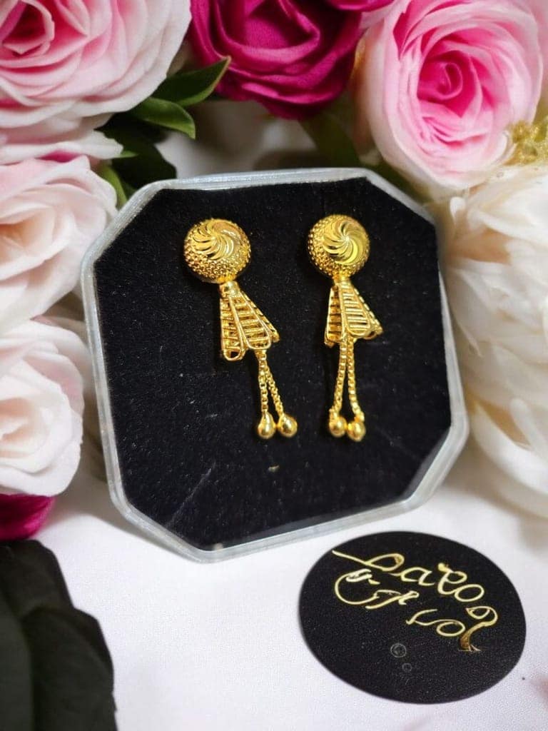 Premium Micro-Polished Daily Wear Gold-Plated Long Drop Earrings | Lightweight Traditional Women Earrings