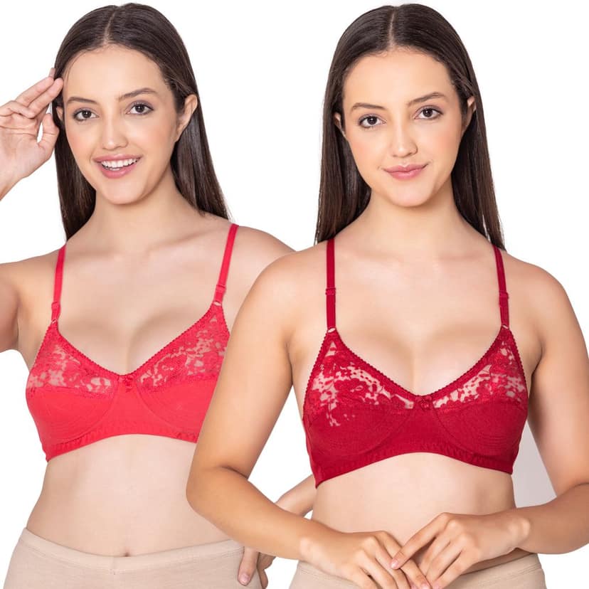 Bodycare polycotton wirefree adjustable straps designer net cup non padded bra-1535BB