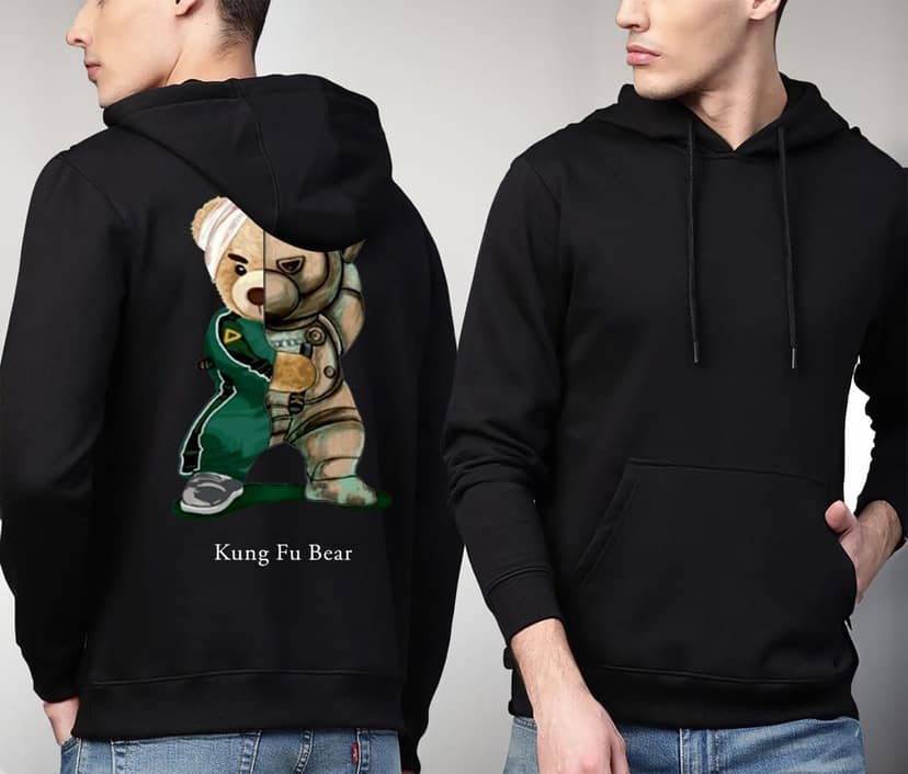 SCOTT FINCHER Men's Kung Fu Bear Graphic Hoodie : AA(RSHOD)BLACK_33 view 3