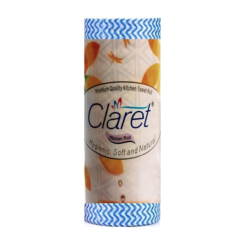 Claret Reusable Non-Woven Kitchen Towel 80 Pulls 1 Ply - Absorbent Cleaning Towel Roll for Spills & Wipes (Pack of 1)