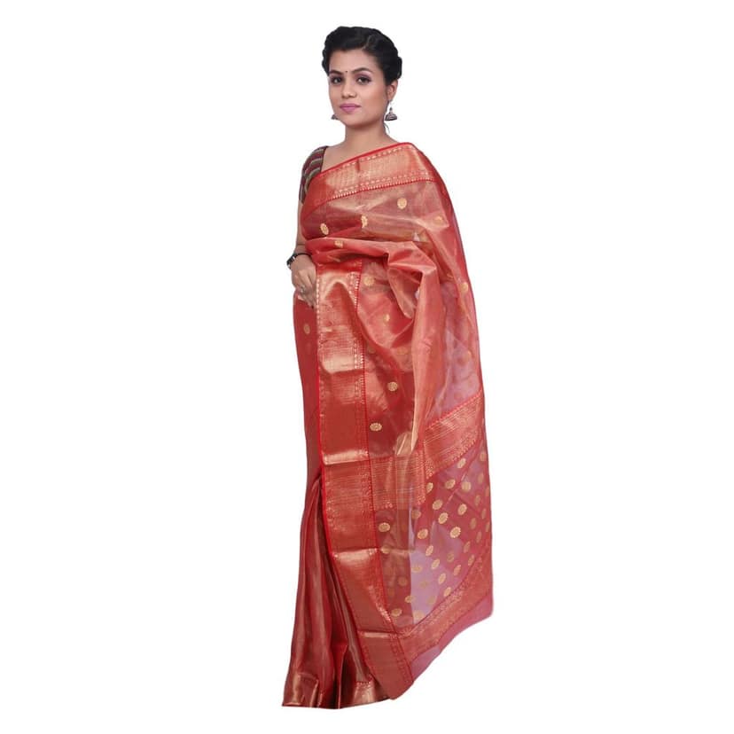 HANDLOOM CHANDERI SAREE- TISSU (ZARI+SILK MIX) WITH BLOUSE (SKU - 1SC203080621 SAREE- 53) view 5